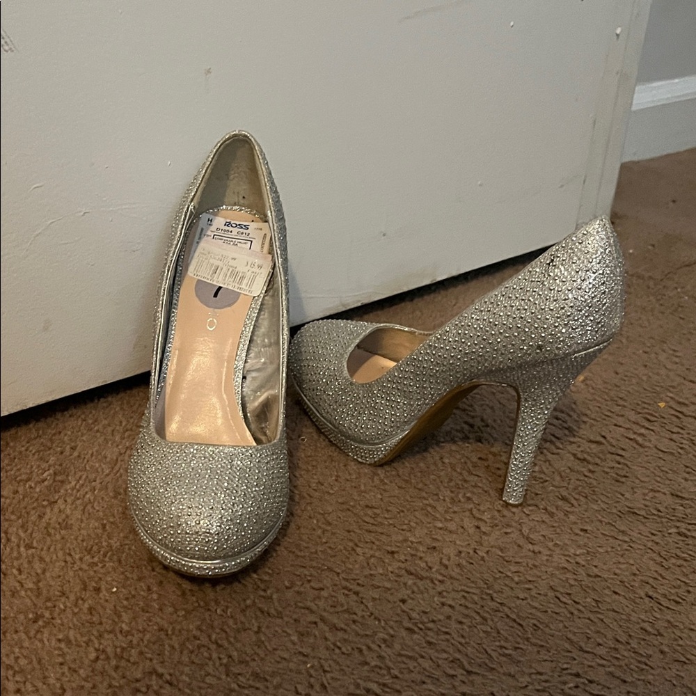 Dazzling Silver Glitter High Heels